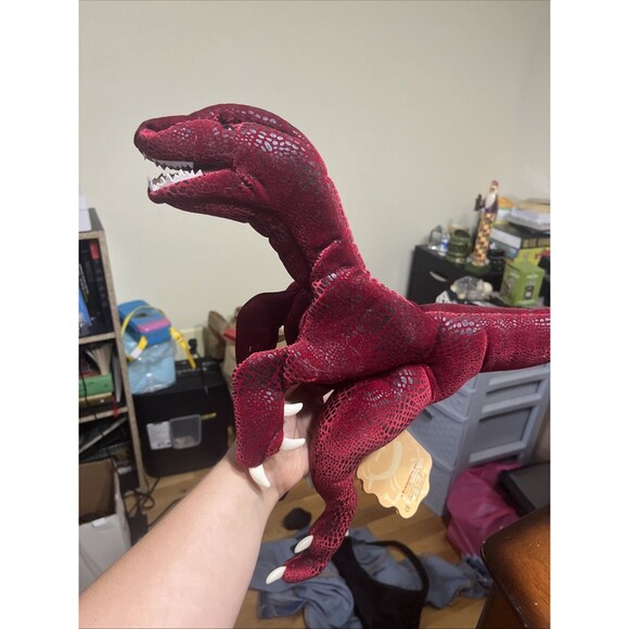RARE Raptor Velociraptor Dinosaur Puppet Folkmanis Folktails Retired W/ All Tags - Picture 2 of 7